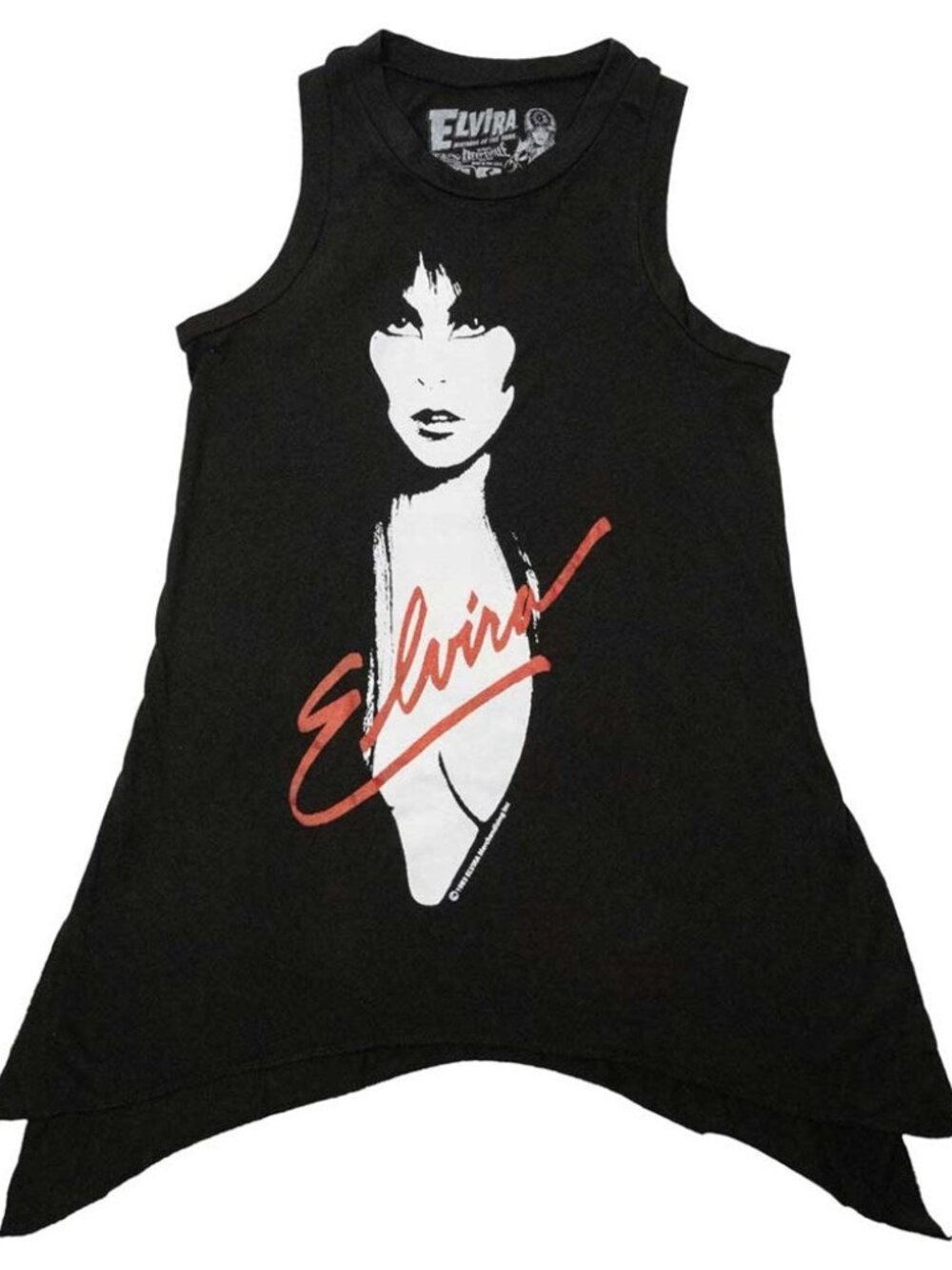 NWT Kreepsville 666 Elvira 1983 Shark Bite Hem Black Tank Top S-M-L-XL-XXL
